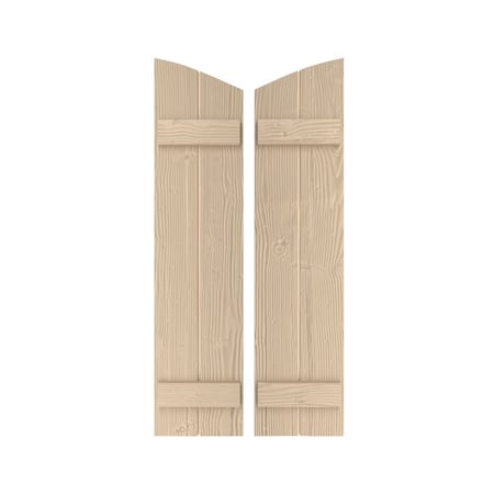 Sandblasted 2 Board Joined Board-n-Batten W/Elliptical Top Faux Wood Shutters, 11W X 30H